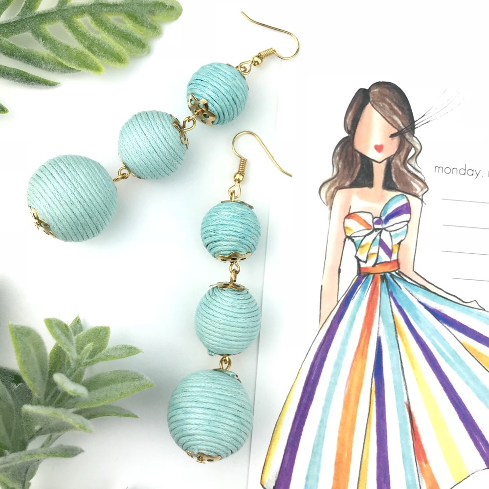 "Claire" Triple Ball Drop Statement Earrings